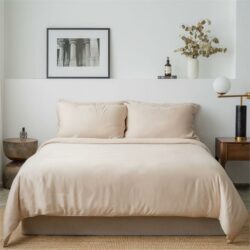 Classic Lyocell Bed Sheet Set (100% TENCEL ) | Fitted Sheet, Pillow Case & Quilt Cover King / Sand Taupe