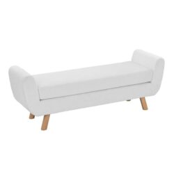 Connor Boucle Fabric Sofa Bench Wing Long Ottoman Foot Rest Stool White