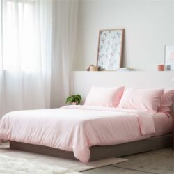 Deluxe Lyocell Bed Sheet Set (100% TENCEL ) | Fitted Sheet, Pillow Bolster Case & Quilt Cover Cal King / Blush Pink