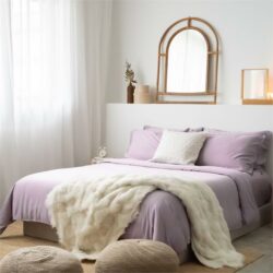 Deluxe Lyocell Bed Sheet Set (100% TENCEL ) | Fitted Sheet, Pillow Bolster Case & Quilt Cover Cal King / Lilac Mauve