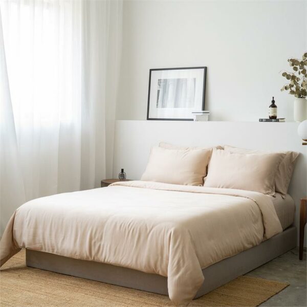 Deluxe Lyocell Bed Sheet Set (100% TENCEL ) | Fitted Sheet, Pillow Bolster Case & Quilt Cover Cal King / Sand Taupe