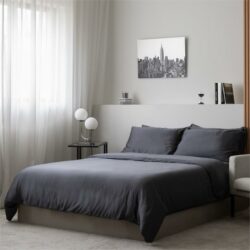 Deluxe Lyocell Bed Sheet Set (100% TENCEL ) | Fitted Sheet, Pillow Bolster Case & Quilt Cover King / Slate Grey