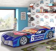 Kids No.6 Turbo Single Racing Car Bed & Mattress Blue