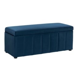 Lumine Velvet Fabric Sofa Bench Storage Ottoman Foot Rest Stool Dark Blue
