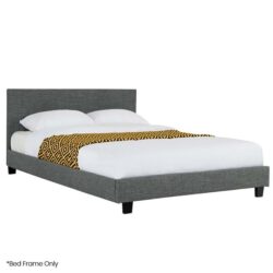 PRE-ORDER KINGSTON SLUMBER Double Size Bed Frame, Upholstered Fabric Base with Headboard, Grey
