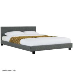 PRE-ORDER KINGSTON SLUMBER King Size Bed Frame, Upholstered Fabric Base with Headboard, Grey