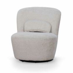 Zamora Swivel Lounge Chair - Ivory Teddy by Interior Secrets - AfterPay Available