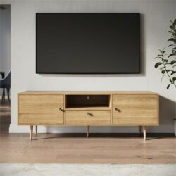 1400mm TV Cabinet Entertainment Unit Stand Storage Drawer Shelf Natural
