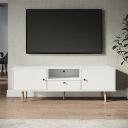 1400mm TV Cabinet Entertainment Unit Stand Storage Drawer Shelf White