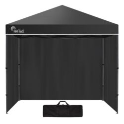 RED TRACK 3x3m Folding Gazebo, Most Compact Foldable Design, Walls, Carry Bag, USB Lamp, Portable Outdoor Popup Marquee for Camping Beach Market, Black