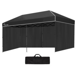 RED TRACK 6x3m Folding Gazebo, Most Compact Foldable Design, Walls, Wheeled Carry Bag, USB Lamp, Portable Outdoor Popup Marquee for Camping Beach Market, Black
