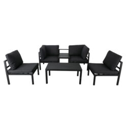 Contemporary 5-Piece Outdoor Seating Suite in Aluminium with matching Side Table Charcoal