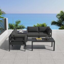 Contemporary Outdoor Seating Set in Aluminium Charcoal Grey