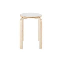 Replica Set Of 4 Aalto Wooden Low Stools Chair White - Natural