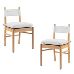 Set Of 2 Casey Wooden Kitchen Dining Chair W/ Cushion White/Oak