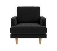 Brighton Armchair With Oak Legs Black 1 Seater