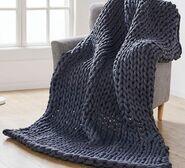 Cable Knit Deluxe Double Weighted Throw Blanket Grey