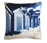 Daydream Beach Huts Outdoor Cushion Blue