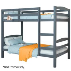 KINGSTON SLUMBER Single Bunk Bed Frame, Solid Pine 2-in-1 Modular Design, Convert to 2 Single Beds, Grey