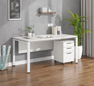 Swane Office Desk And Mobile Filing Drawer White