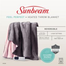 Sunbeam Feel Perfect Reversible Heated Throw - Grey/Pink TRF4000