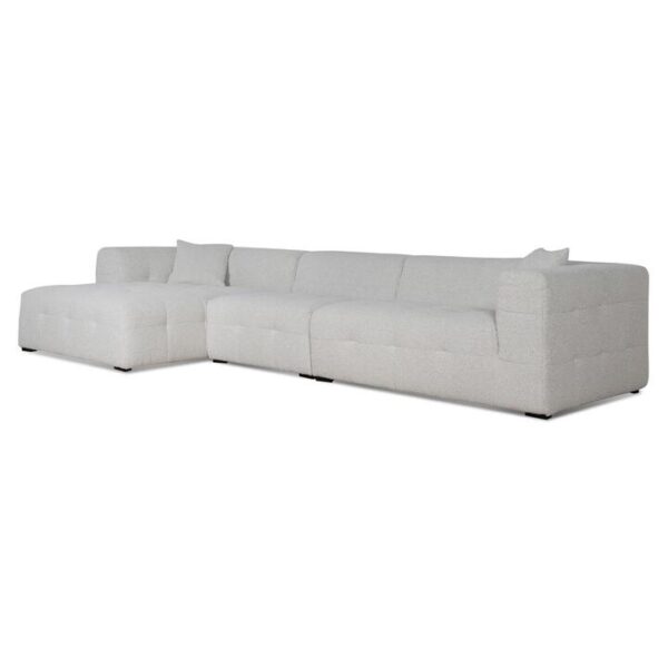 Almira 4 Seater Left Chaise Sofa - Pearl Boucle by Interior Secrets - AfterPay Available