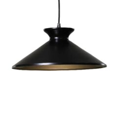 Belina Classic Metal Cone Cord Drop Pendant Light Lamp - Matte Black Gold Inside