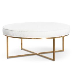 Bianka 100cm Daisy White Boucle Ottoman - Brushed Gold Base by Interior Secrets - AfterPay Available