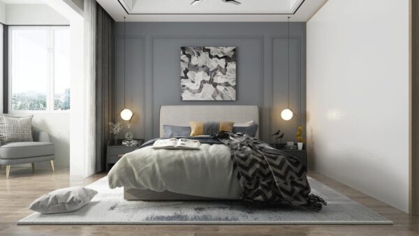 Bono upholstered bed with deluxe base discounted display model