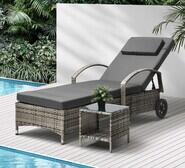Brendel 2 Piece Sun Lounge And Table Set Grey