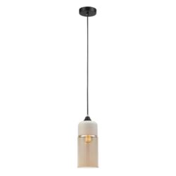 CASA Pendant Lamp Light Interior ES White with Amber Glass Oblong OD130mm