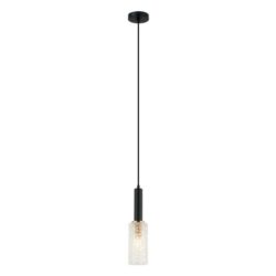 CLEO Pendant Lamp Light Interior SES Cut Glass Oblong with Matte Black/Brass OD90mm