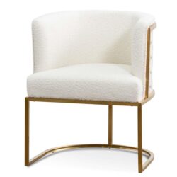 Carma Daisy White Boucle Lounge Chair - Brushed Gold by Interior Secrets - AfterPay Available