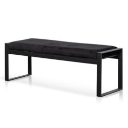Carson Black Velvet Ottoman - Black Base by Interior Secrets - AfterPay Available