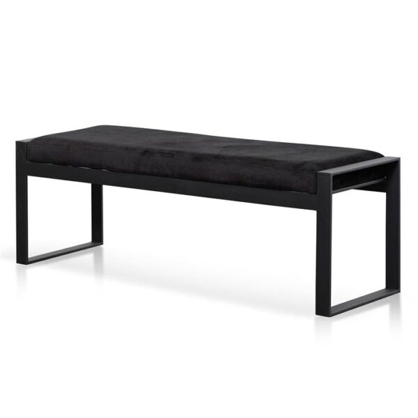 Carson Black Velvet Ottoman - Black Base by Interior Secrets - AfterPay Available
