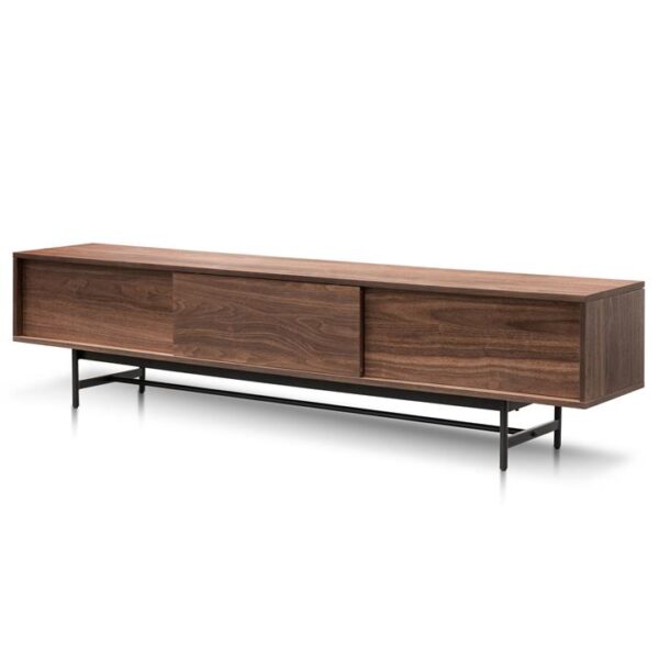 Christie 2.1m Walnut Wooden TV Entertainment Unit - Black legs by Interior Secrets - AfterPay Available