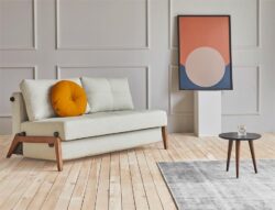 Cubed 140 sofa bed with dark oak legs - innovation living
