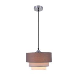 Dawson 1LT Hanging Pendant Lamp Fabric Shade - Grey