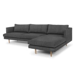 Denmark 3 Seater Fabric Sofa With Right Chaise - Metal Grey - Last One by Interior Secrets - AfterPay Available