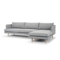 Denmark 3 Seater Right Chaise Fabric Sofa - Graphite Grey with Natural Legs by Interior Secrets - AfterPay Available