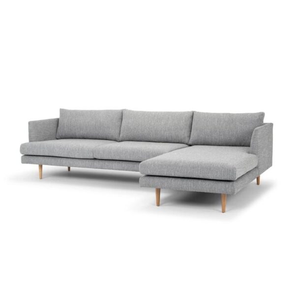 Denmark 3 Seater Right Chaise Fabric Sofa - Graphite Grey with Natural Legs by Interior Secrets - AfterPay Available