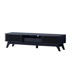Design Square Camille Lowline Entertainment Unit TV Stand 180cm 2-Doors 1-Drawer Black