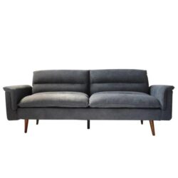 Design Square Designer Modern 3-Seater Suede Fabric Lounge Couch Sofa Bed - Grey