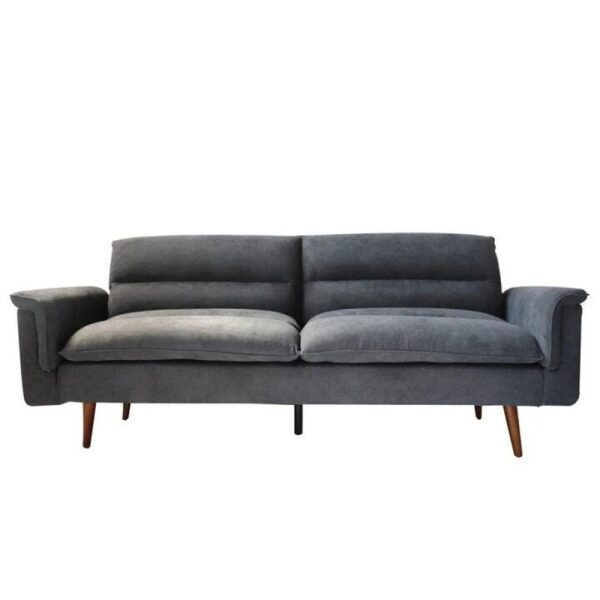 Design Square Designer Modern 3-Seater Suede Fabric Lounge Couch Sofa Bed - Grey