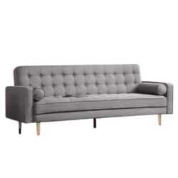 Design Square Designer Modern Scandinavian Fabric 3-Seater Sofa Bed - Grey