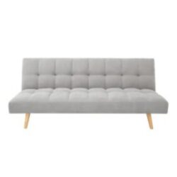 Design Square Fabric 3-Seater Futon Couch Sofa Bed Grey