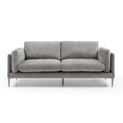 Design Square Fabric 3-Seater Sofa Lounge Couch Padded Cushion Metal Legs Grey