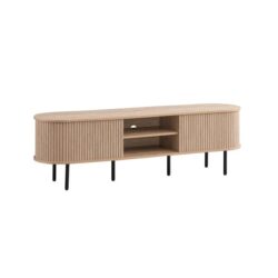 Design Square Jain Wooden Lowline Entertainment Unit TV Stand W/ 2-Doors Oak