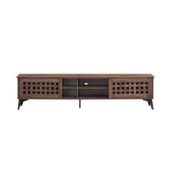 Design Square Lennox Wooden Lowline Entertainment Unit TV Stand 180cm 2-Doors Walnut