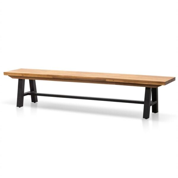 Ellis Outdoor Wooden Bench - Natural Top and Black Legs by Interior Secrets - AfterPay Available